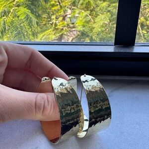 James Michelle Elegant Gold Hammered Hoop Earrings